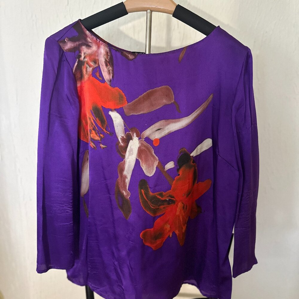 Purple Painted Elie Tahari Silk Blouse